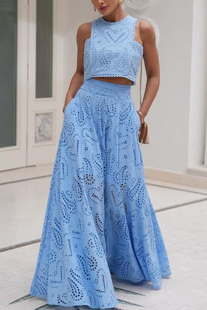 Linda | Women’s Flowy Eyelet Set Dress
