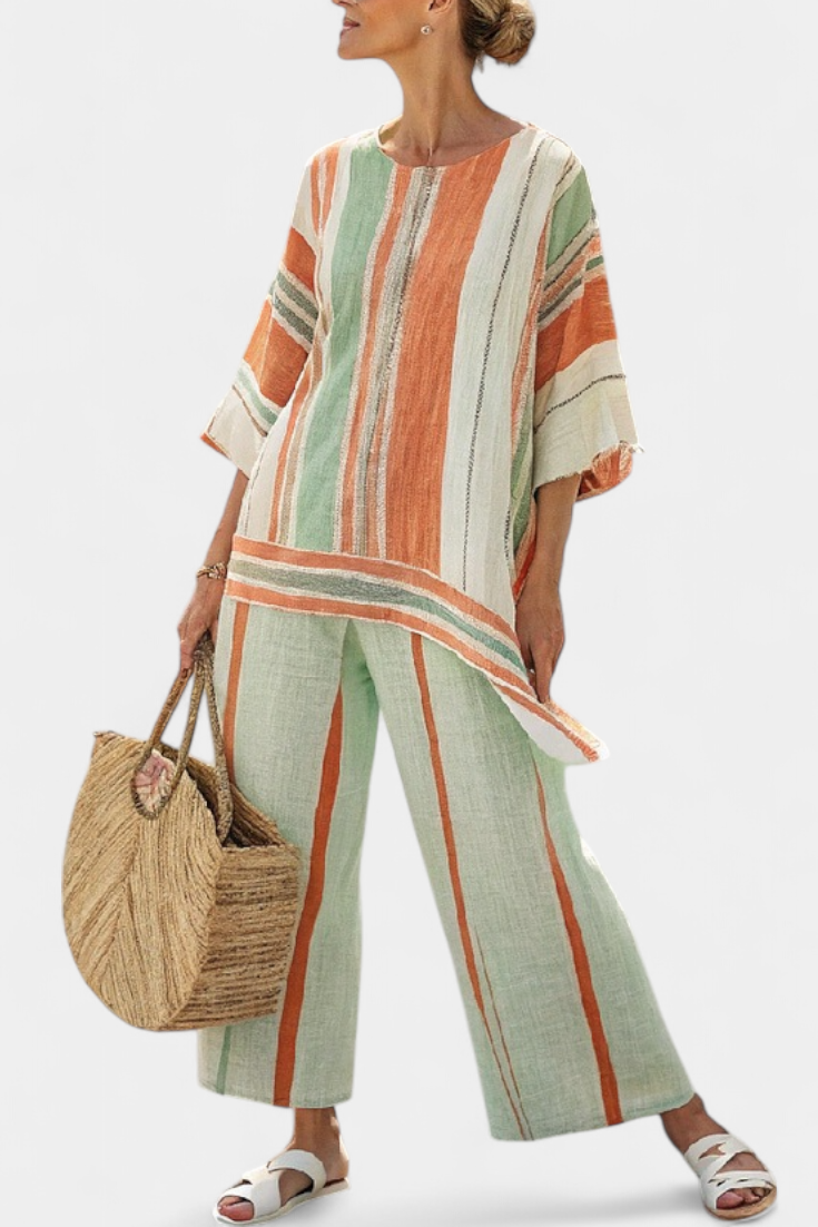 Bellmere | Elegant Asymmetrical Top & Wide-Leg Pants