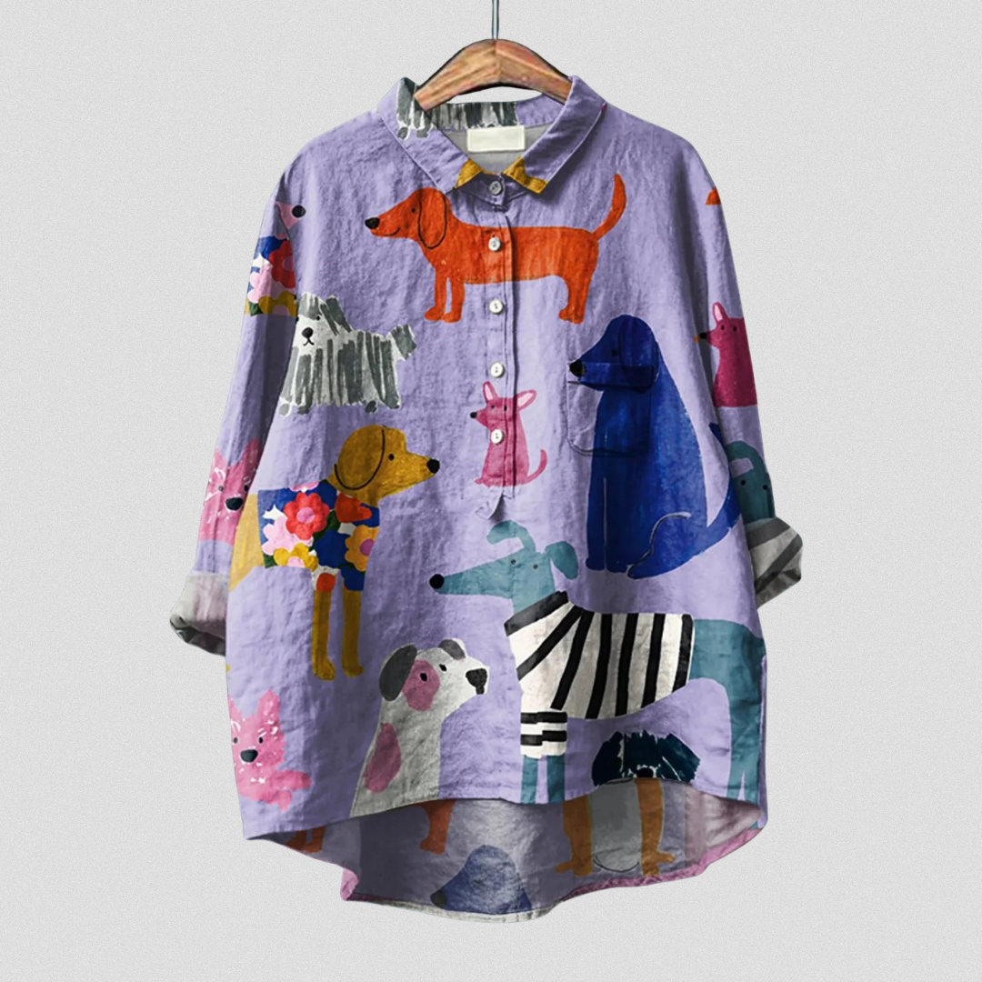 Elissa | Women's Dog  Art Print Casual  Shirt