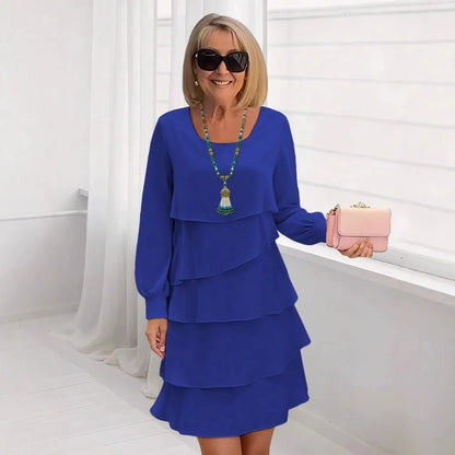 Catherine | Elegant Comfort Ruffle Dress Long Sleeve
