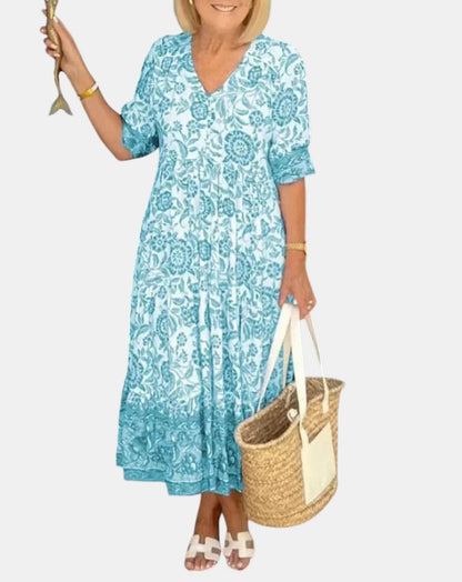 Madison | Elegant Floral Dress with V-Neck