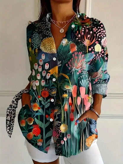 Elegant Long Sleeve With Colorful Pattern Shirt