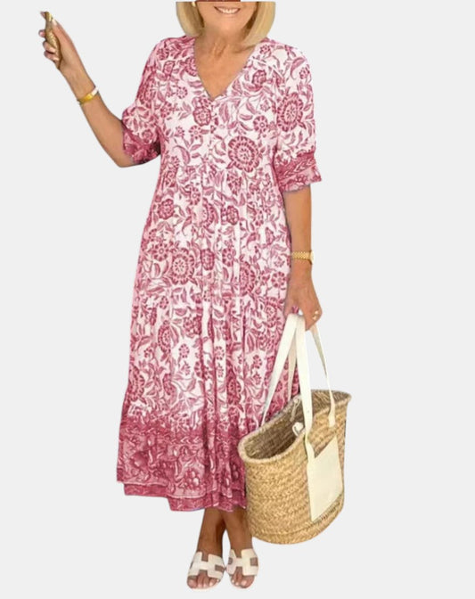 Madison | Elegant Floral Dress with V-Neck