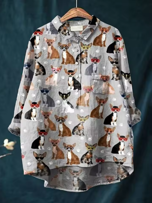 Emerson | Cool Chihuahua Sunglasses Print Blouse