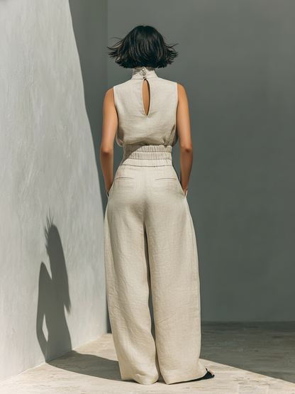 Dorothy™ | Beige Cotton-Linen Two-Piece Set