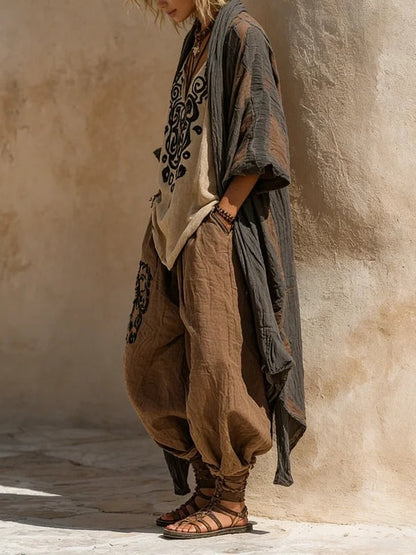 Margaret | Nomadic Bohemian Art Print Three-Piece Set Outfit