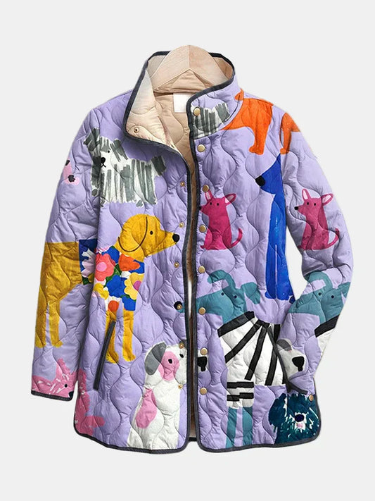 Carys | Casual Quilted Jacket with Dog Print
