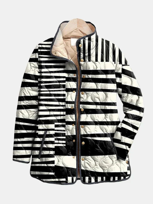 Nola | Black and White Abstract Quilted Jacket