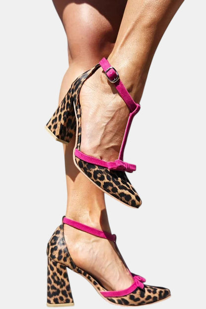 Leontina | Green Leopard Print Sandals with Colorful Accent